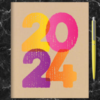 2024 Kraft Stamped Medium Monthly Planner