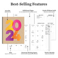 2024 Kraft Stamped Medium Monthly Planner