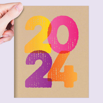 2024 Kraft Stamped Medium Monthly Planner