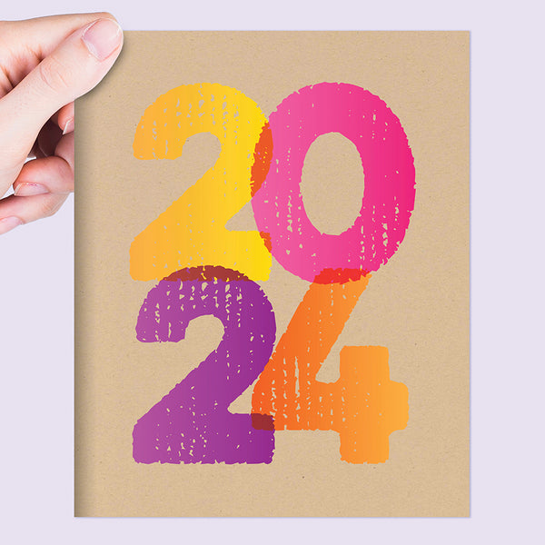 2024 Kraft Stamped Medium Monthly Planner