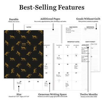 2024 Lazy Leopard Medium Monthly Planner