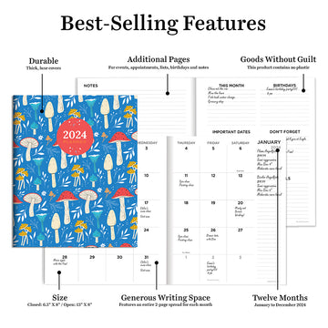 2024 Magic Mushroom Medium Monthly Planner