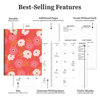 2024 Poppies Medium Monthly Planner