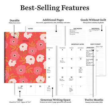 2024 Poppies Medium Monthly Planner