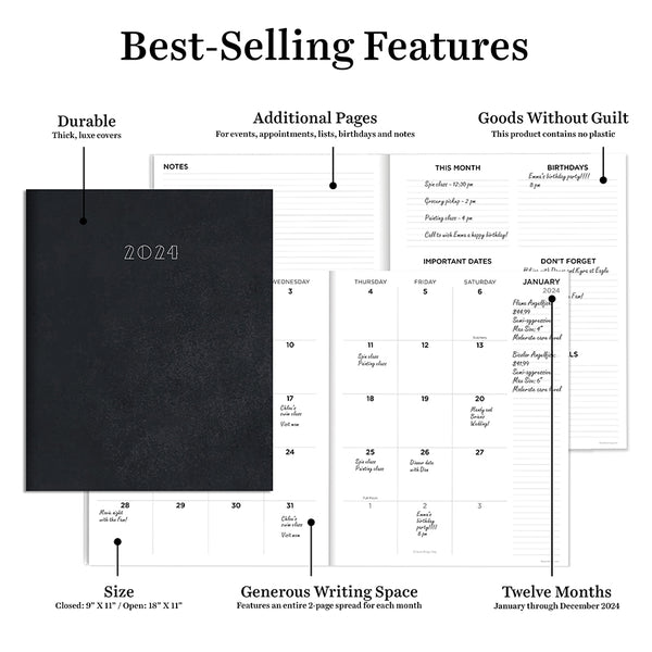 2024 Chalkboard Large Monthly Planner