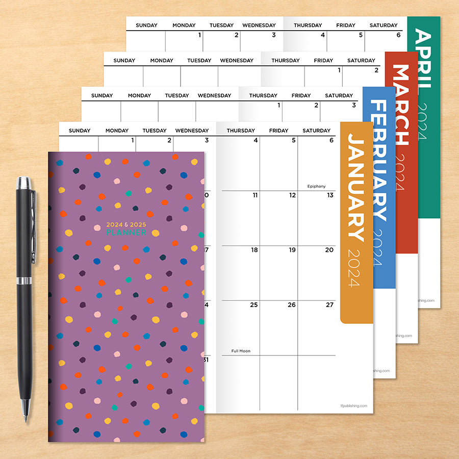 2024-2025 Polka & Purple Small Monthly Pocket Planner - 0