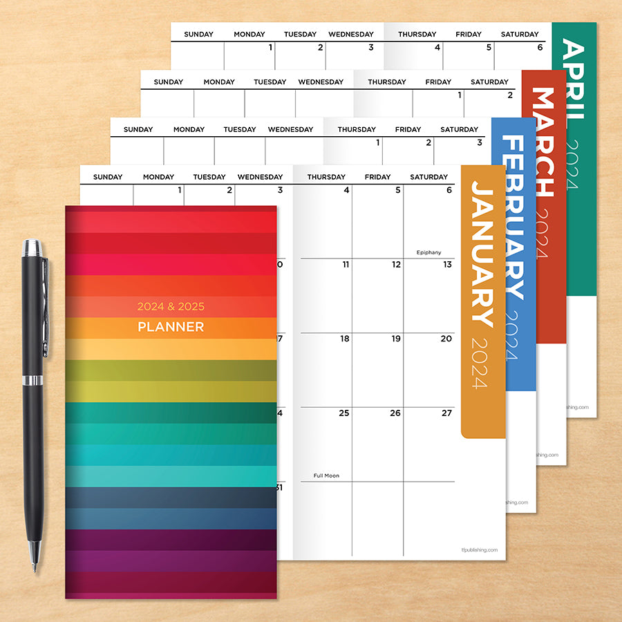 2024-2025 Rainbow Stripe Small Monthly Pocket Planner - 0