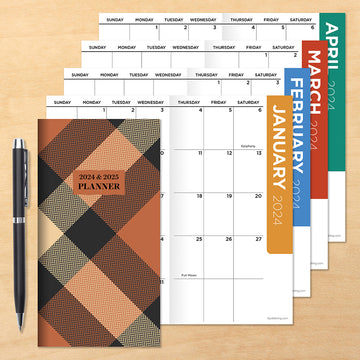2024-2025 Scholarly Plaid Small Monthly Pocket Planner