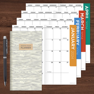 2024-2025 Sketchy Lines Small Monthly Pocket Planner