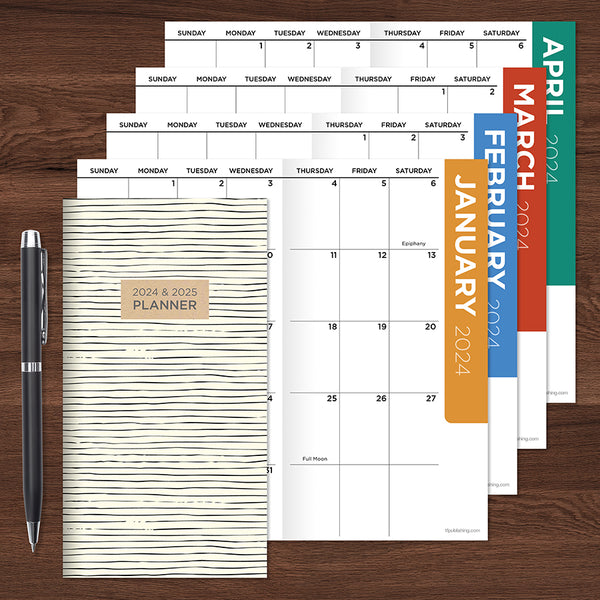 2024-2025 Sketchy Lines Small Monthly Pocket Planner