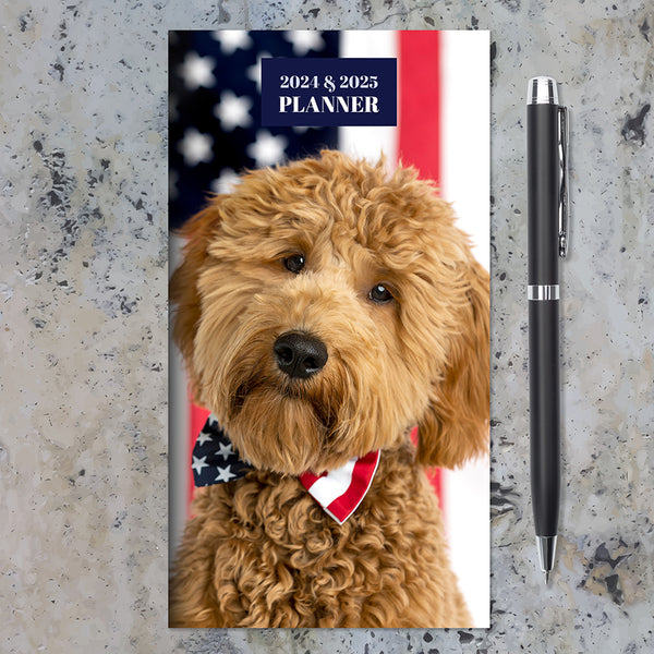 2024-2025 USA Doodle Dog Small Monthly Pocket Planner