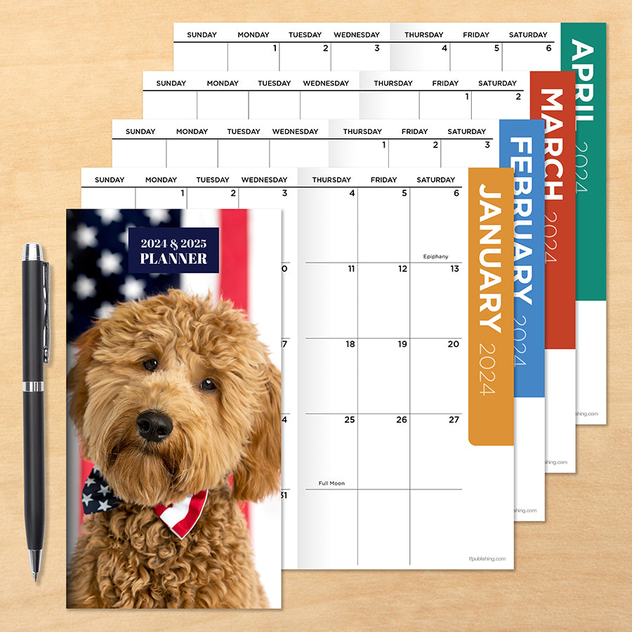 2024-2025 USA Doodle Dog Small Monthly Pocket Planner-2