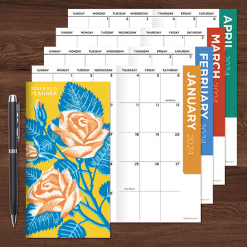 2024-2025 Vintage Rose Small Monthly Pocket Planner
