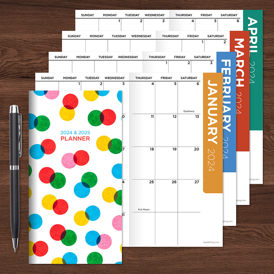 2024-2025 Vivid Dots Small Monthly Pocket Planner - 0