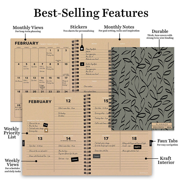 2024 Leaflet Medium Weekly Monthly Planner