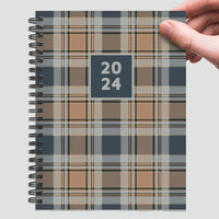 2024 Neutral Plaid Medium Weekly Monthly Planner