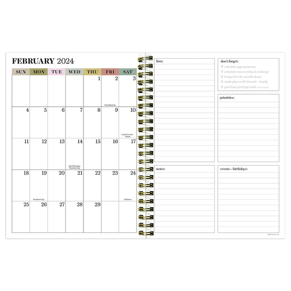 2024 Printed Garden Medium Weekly Monthly Planner