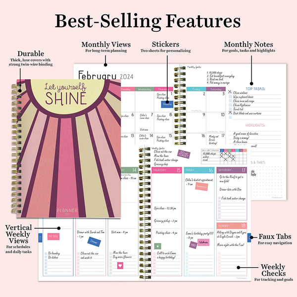 2024 Let Yourself Shine Medium Weekly Monthly Planner
