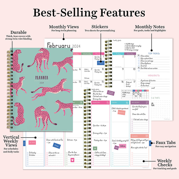 2024 Pink Panther Medium Weekly Monthly Planner