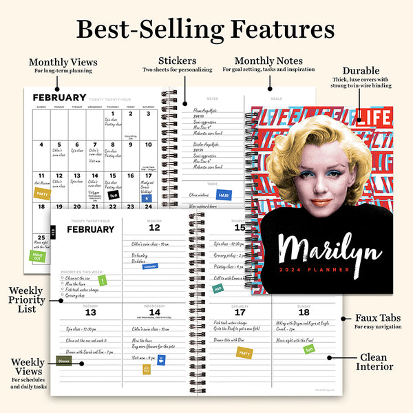 2024 Marilyn Monroe Medium Weekly Monthly Planner