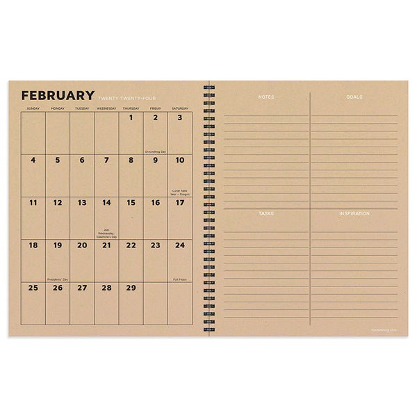 2024 Basic Rows Large Weekly Monthly Planner