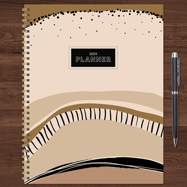 2024 Black & Tan Large Weekly Monthly Planner