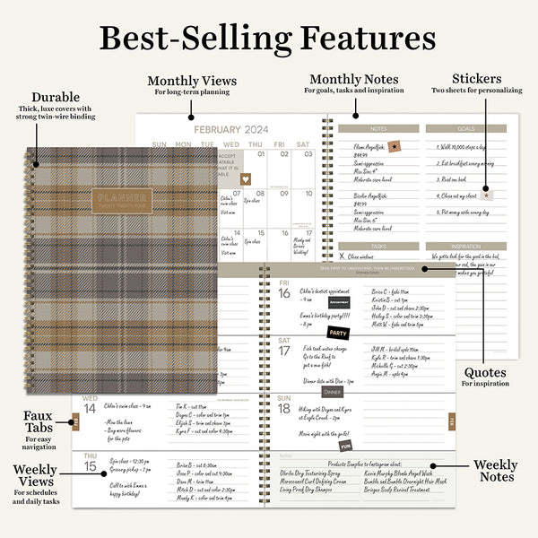 2024 Hunter's Lodge Plaid Large Weekly Monthly Planner