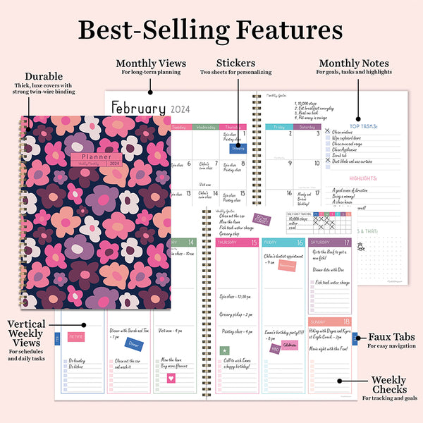 2024 All the Flowers Large Weekly Monthly Planner