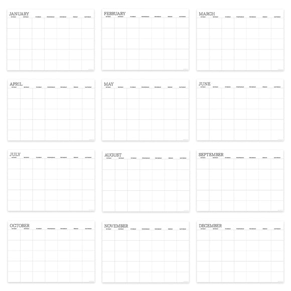 Undated 17" x 12" Dry Erase Medium Wire-o Hanging Wall Calendar