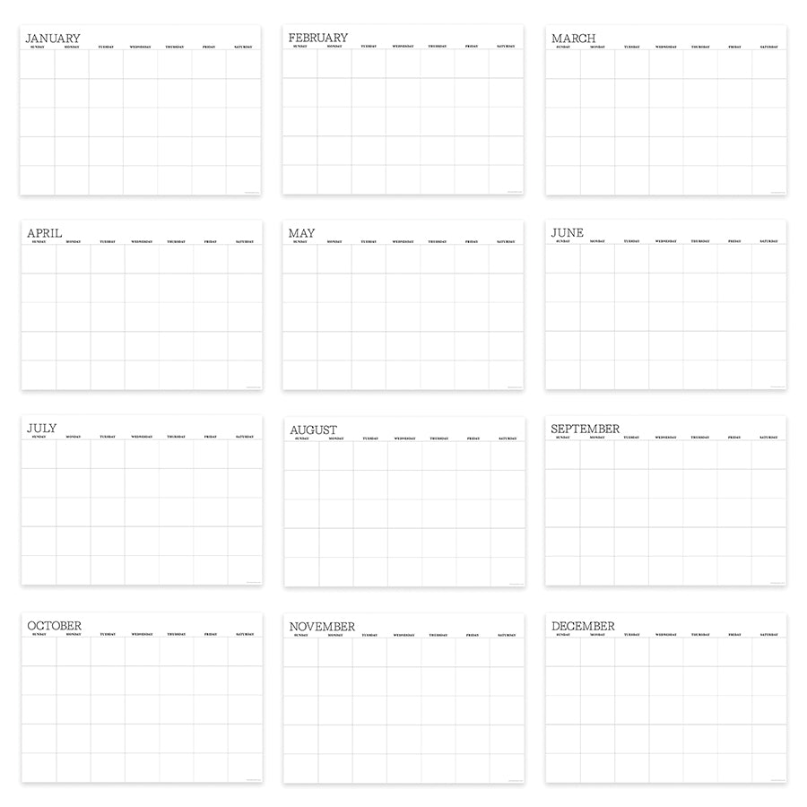 Undated 17" x 12" Dry Erase Medium Wire-o Hanging Wall Calendar