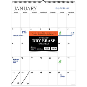 Undated 17" x 22" Dry Erase Large Wire-o Hanging Wall Calendar