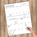Undated 17" x 22" Dry Erase Large Wire-o Hanging Wall Calendar-3