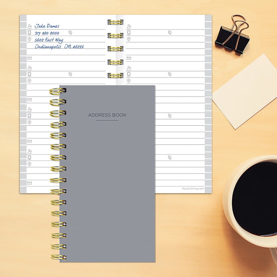 Gray Spiral Address Book - 0