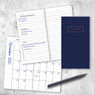 Bright Navy Undated Monthly Pocket Planner