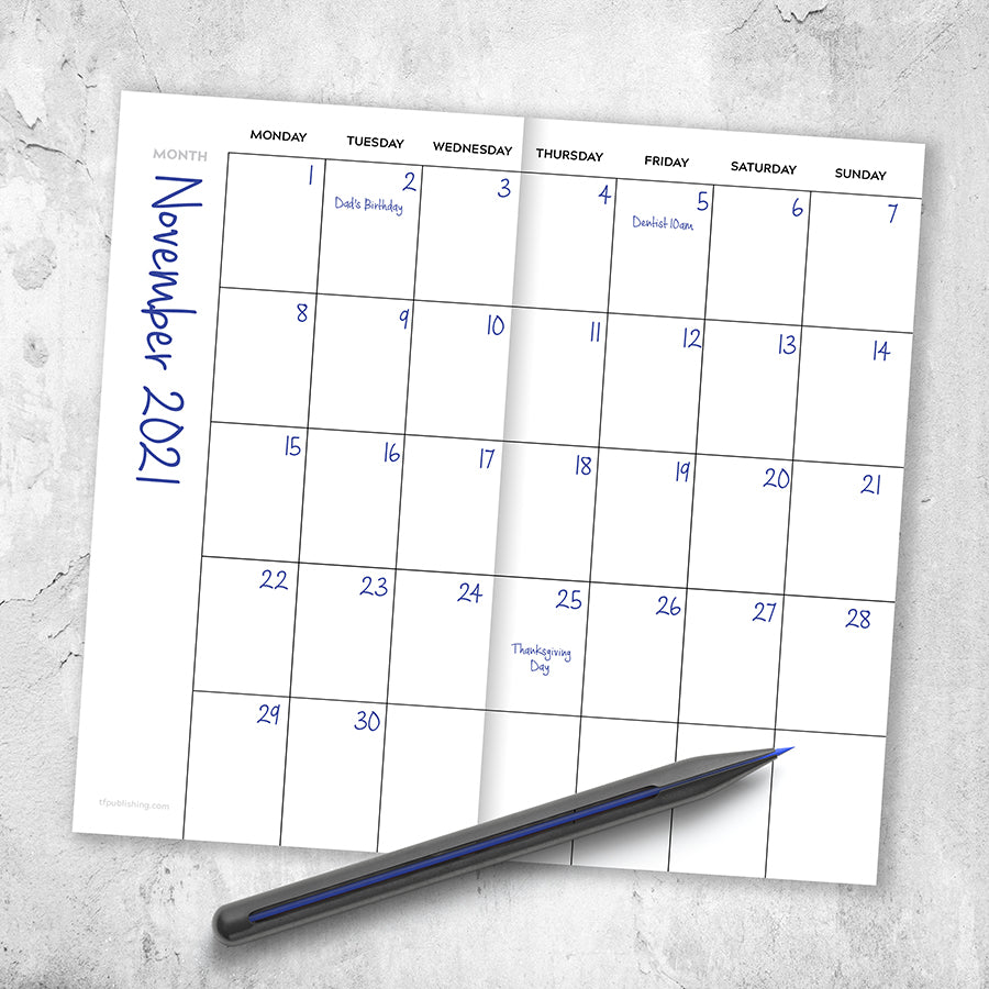 Bright Navy Undated Monthly Pocket Planner | TF Publishing | Calendars +  Planners - Journals + Stationery