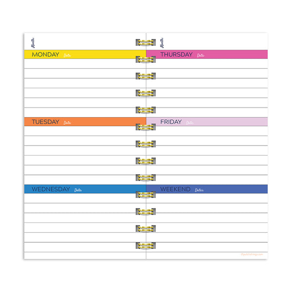 Bright Pink Undated Weekly Spiral Planner