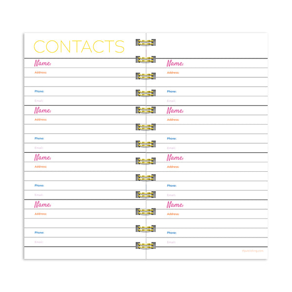 Bright Pink Undated Weekly Spiral Planner