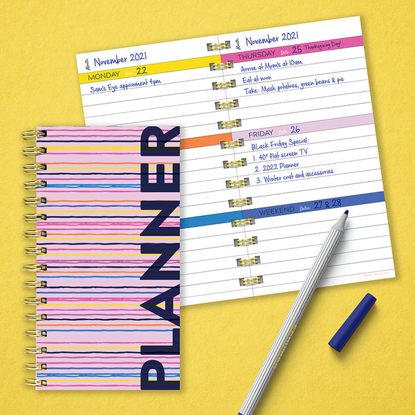 Bright Pink Undated Weekly Spiral Planner