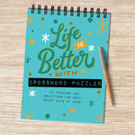 Life is Better with Crossword Puzzles Book Spiral Puzzle Pad