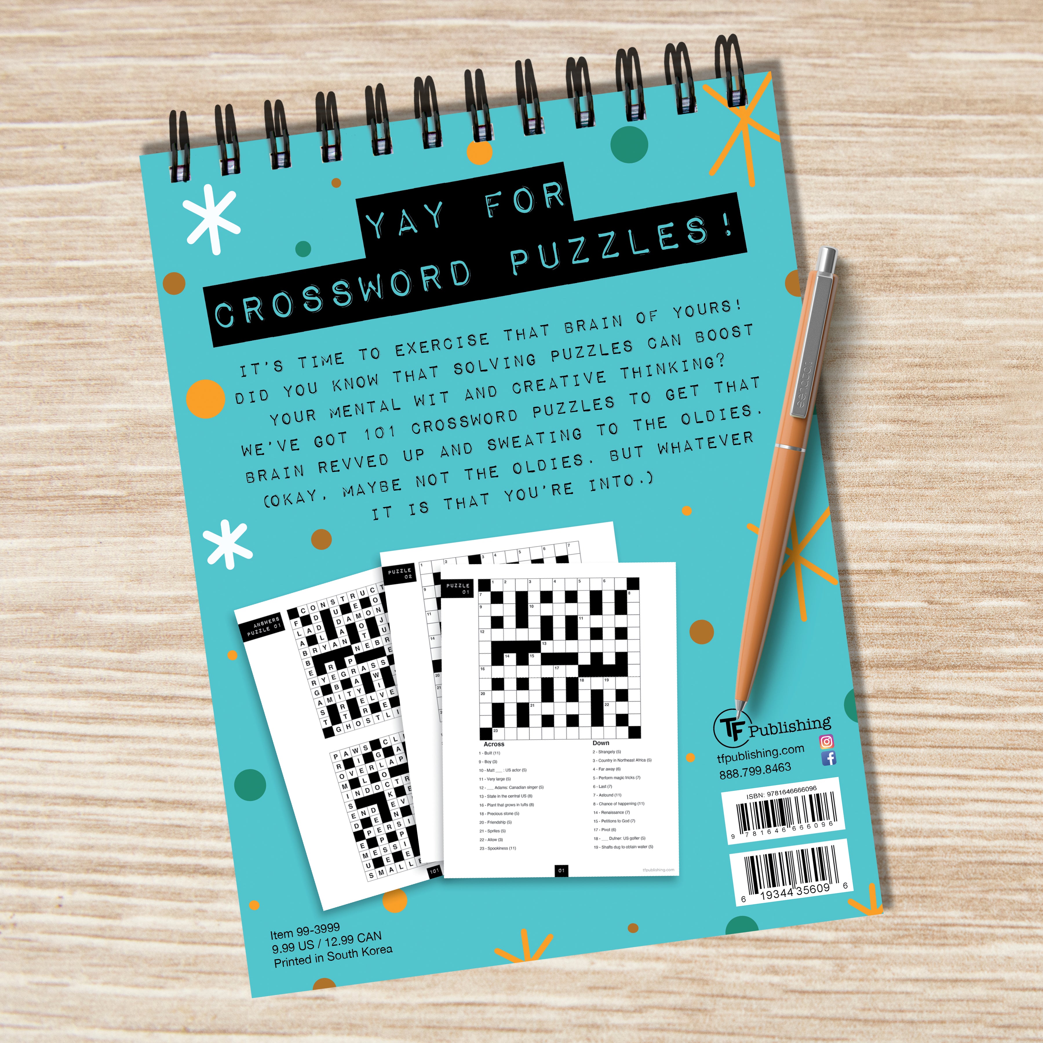 Life is Better with Crossword Puzzles Book Spiral Puzzle Pad