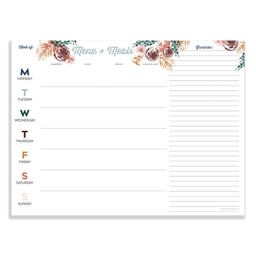 Floral 12x9 Weekly Meal Planning Pad
