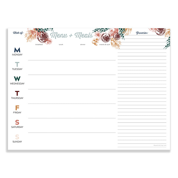 Floral 12x9 Weekly Meal Planning Pad