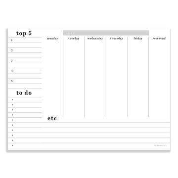 Utility Large 12x9 Weekly Task Planner Desk Pad