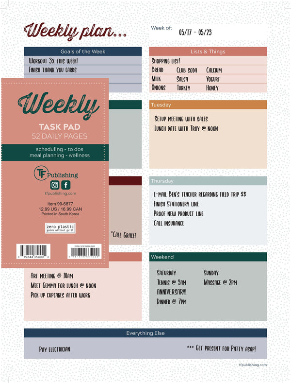 Boho Large Weekly Task Pad