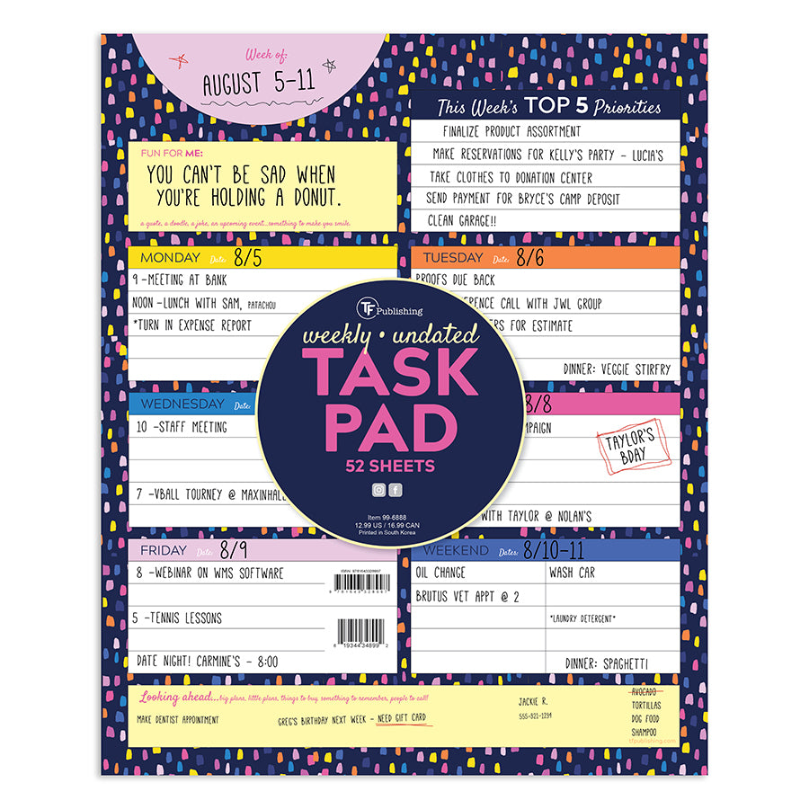 Bright Week Large Weekly Task Pad