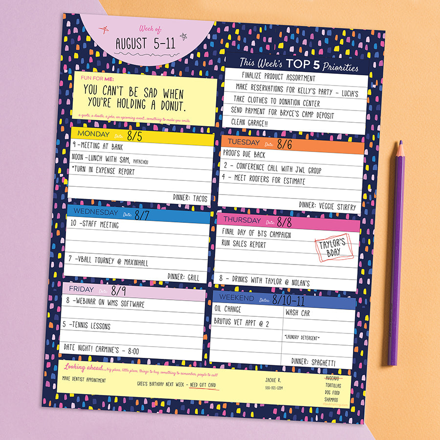 Bright Week Large Weekly Task Pad