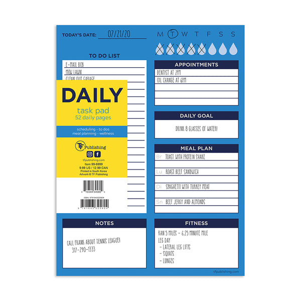 Bright Blue Day Daily Task Pad