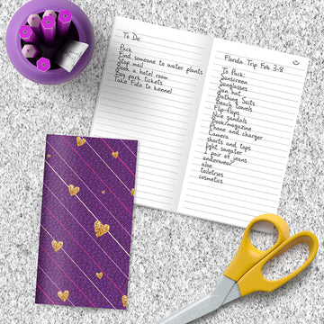 Violet Gold Hearts Jotter