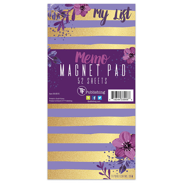 Violet Gold Stripe Memo Magnet Pad