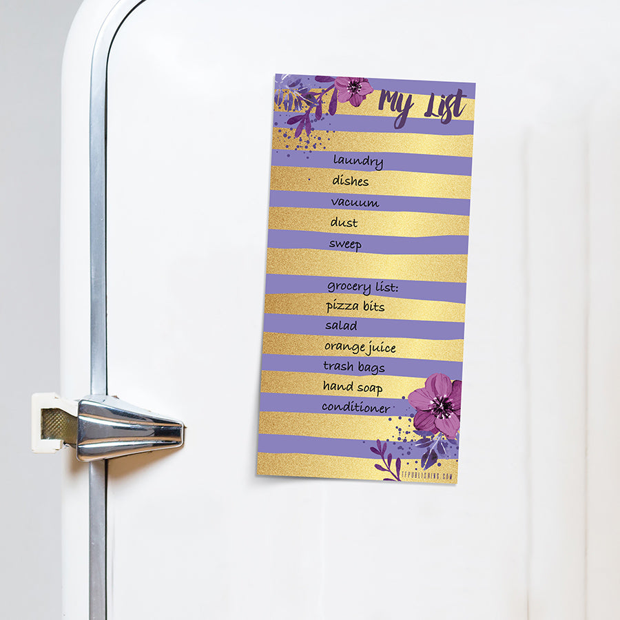 Violet Gold Stripe Memo Magnet Pad